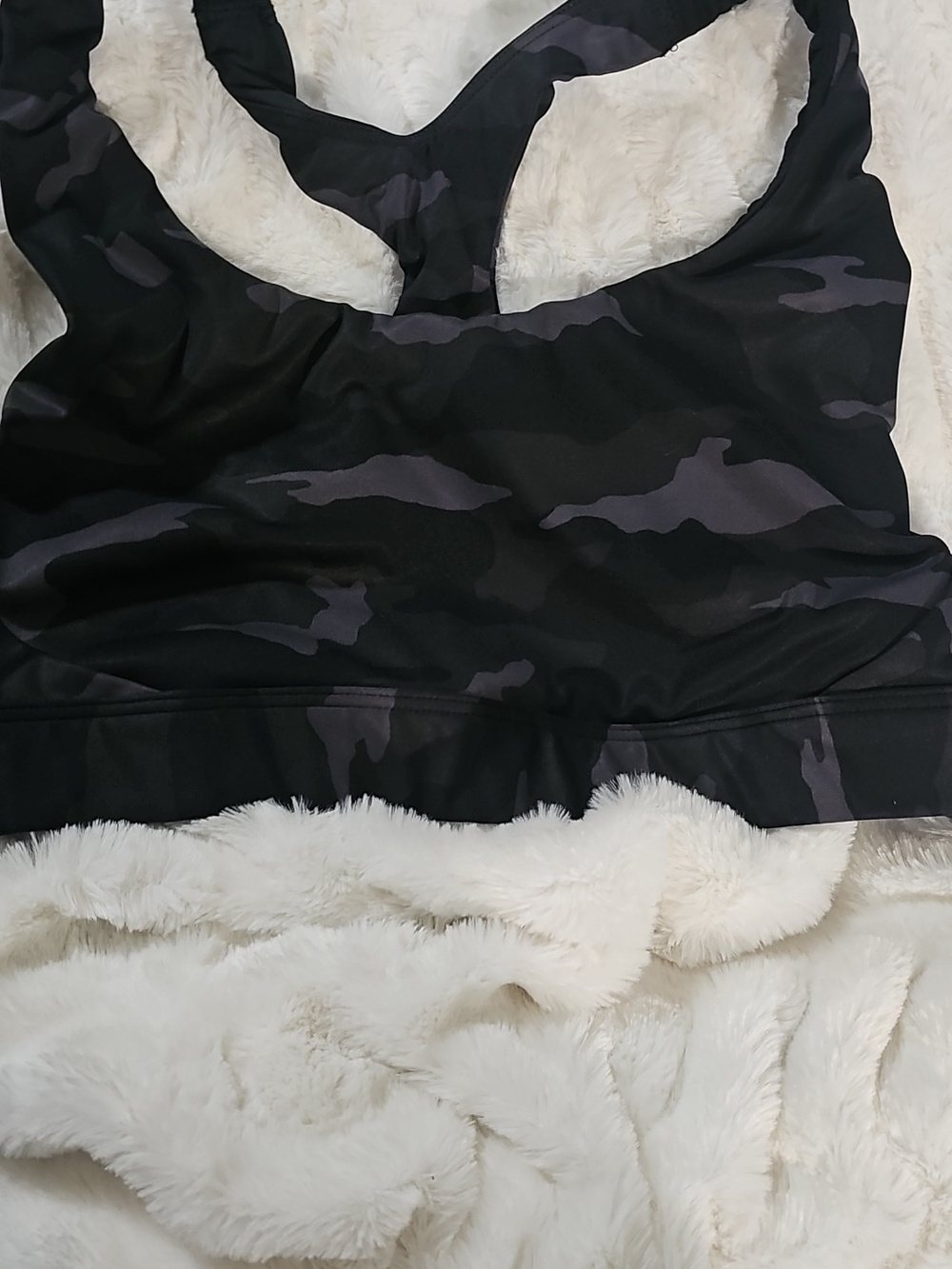 Athleta Black & Gray Camo Racerback Sports Bra